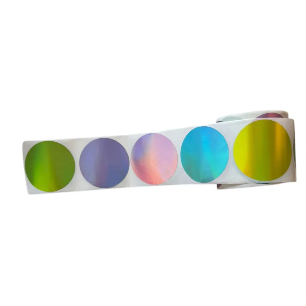 100 Custom 2” Closet QR Code Holographic Rainbow Circle Stickers Roll - Picture 3 of 4